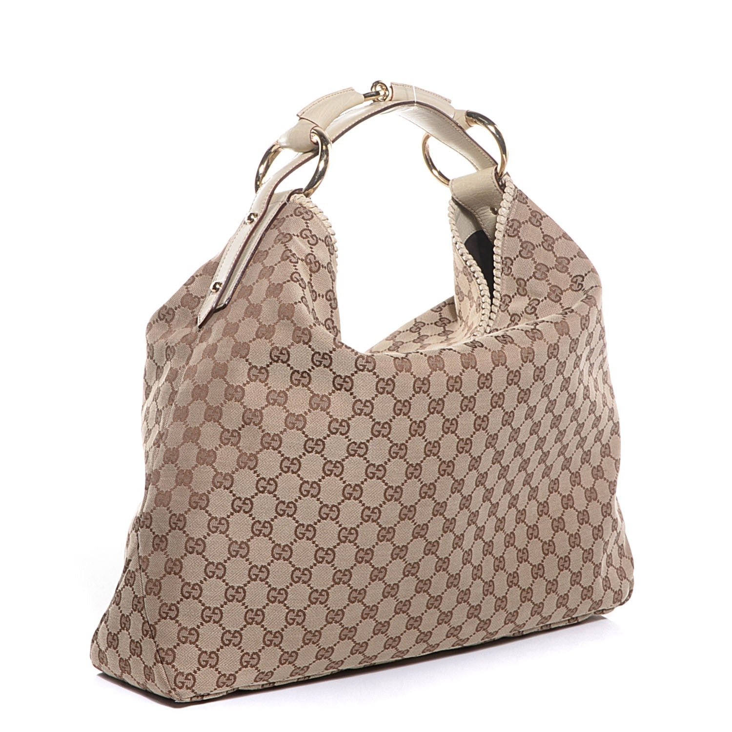 Gucci Monogram Large Horsebit Chain Hobo Off White 3 of 7