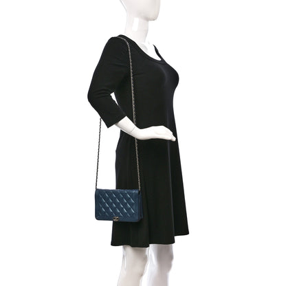 Chanel Iridescent Goatskin Quilted Boy Wallet On Chain WOC Blue 2 of 10