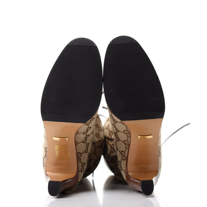 Gucci Monogram Lisa Mid Heel Boots 36 Beige Ebony 6 of 10