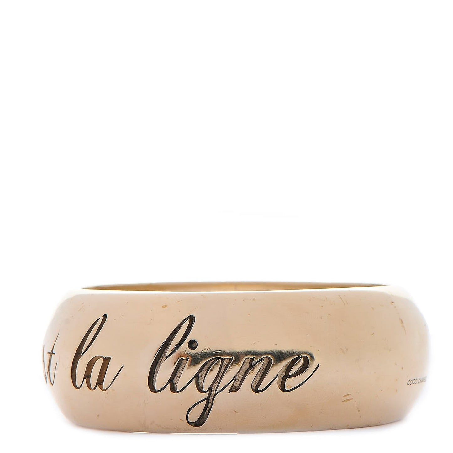 Wide L'Elegence French Quote Bangle Gold