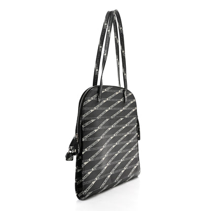 Balenciaga Calfskin Losange Monogram Medium Miami Tote Bag Black Grey 3 of 11