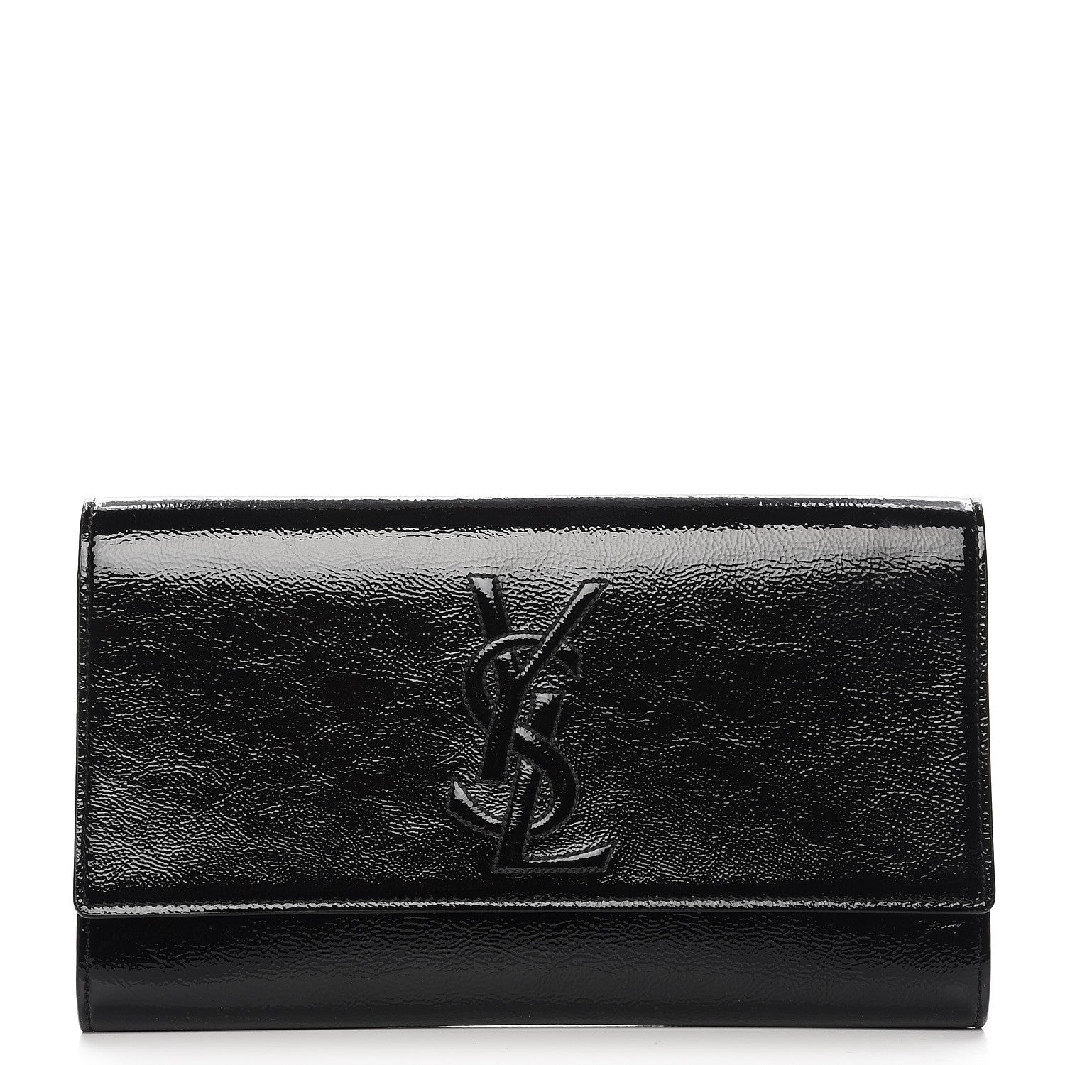 Saint Laurent Textured Patent Monogram Large Belle De Jour Clutch Black 1 of 6