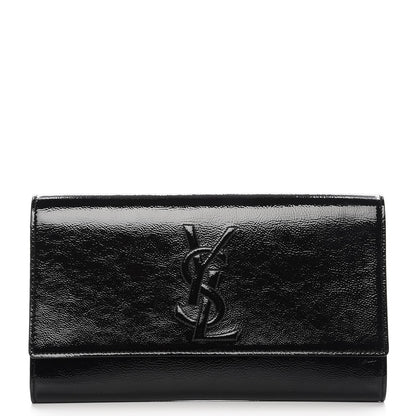 Saint Laurent Textured Patent Monogram Large Belle De Jour Clutch Black 1 of 6