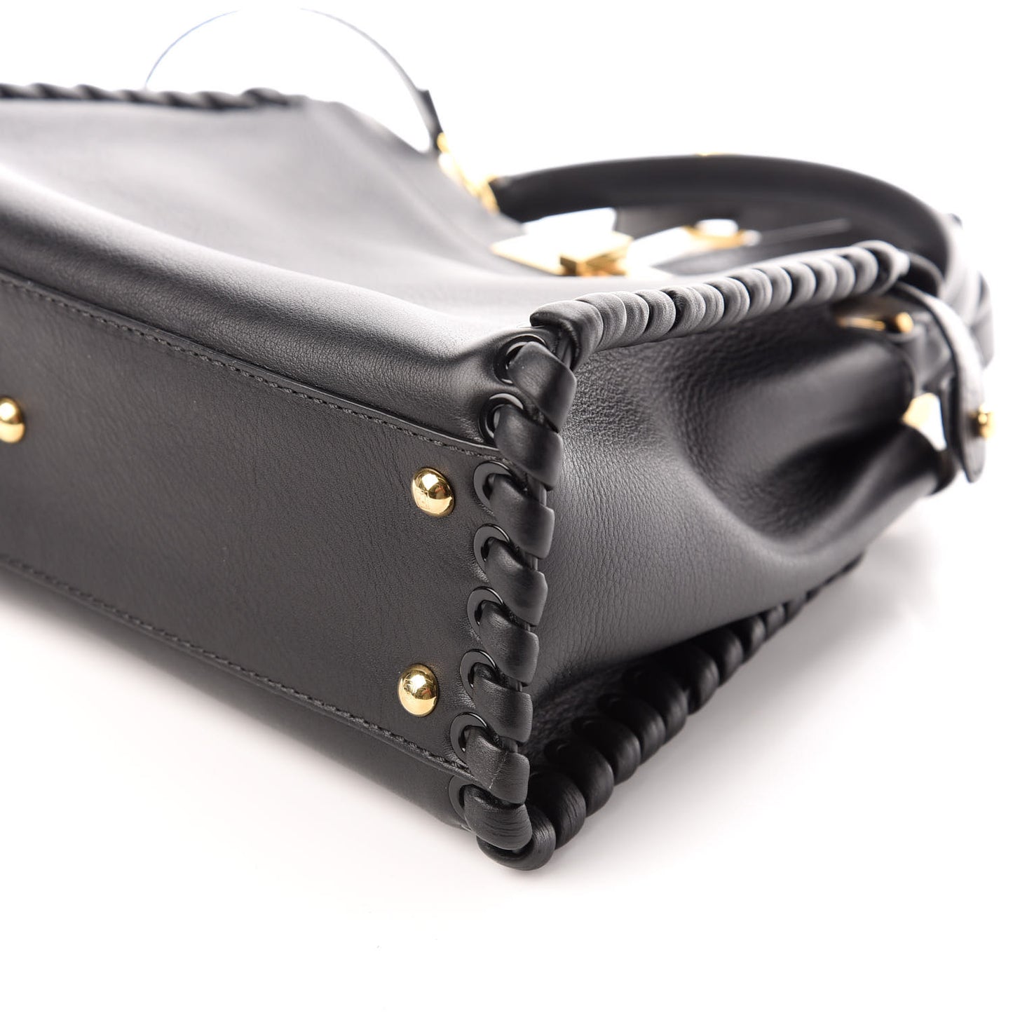 Vitello Seta Lace Up Medium Peekaboo Iconic Satchel Black