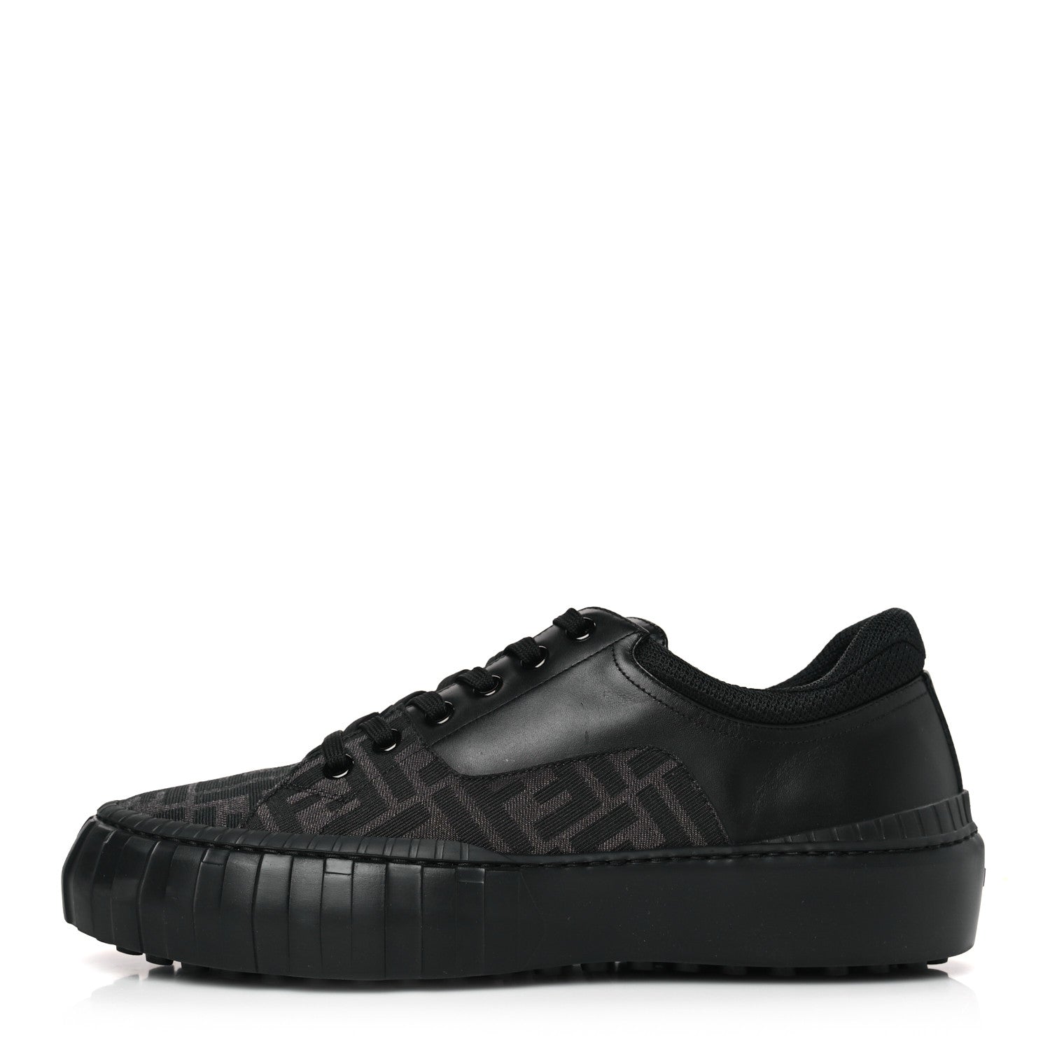 Fendi Fabric Jacquard Vitello Technical Fabric FF Mens Fendi Force Low Top Sneakers 12 Black 1 of 9