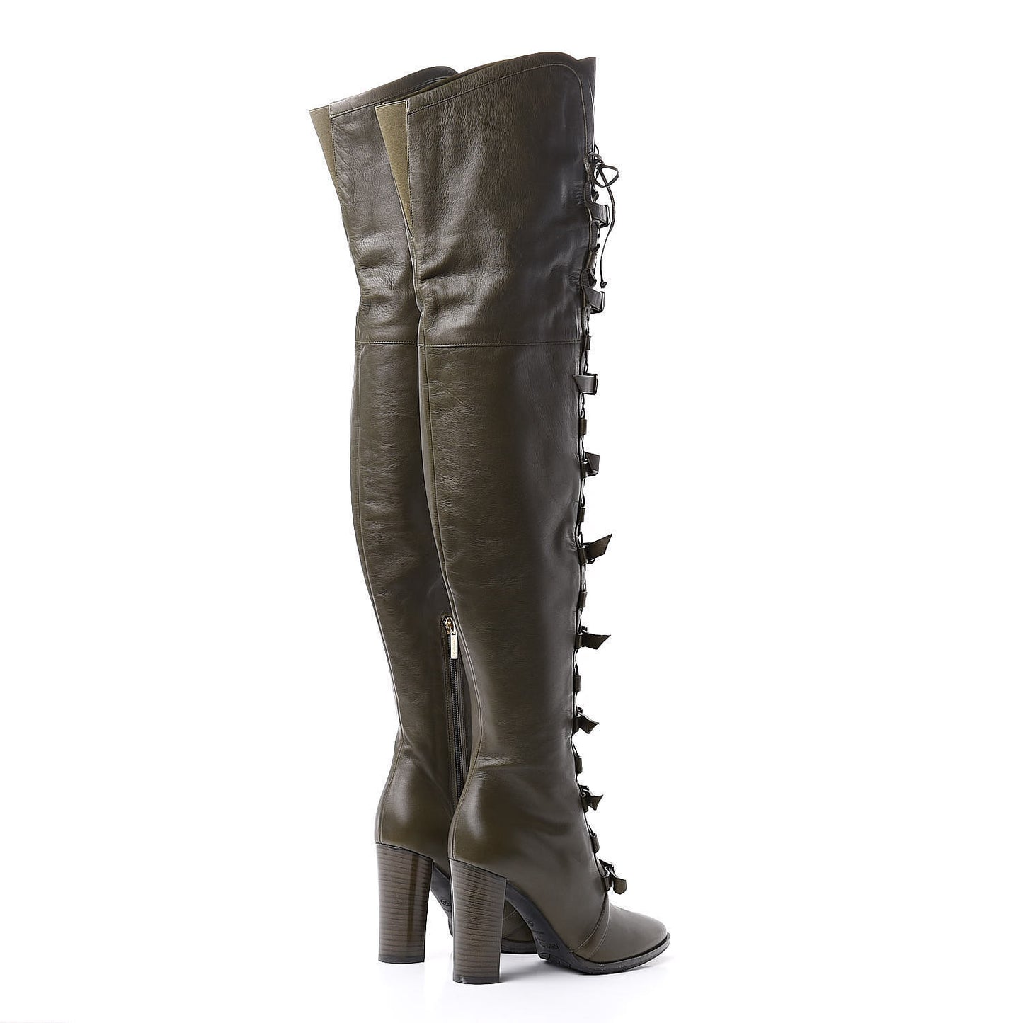 Soft Grained Goatskin Maloy 95 Over The Knee Boots 36 Army Green