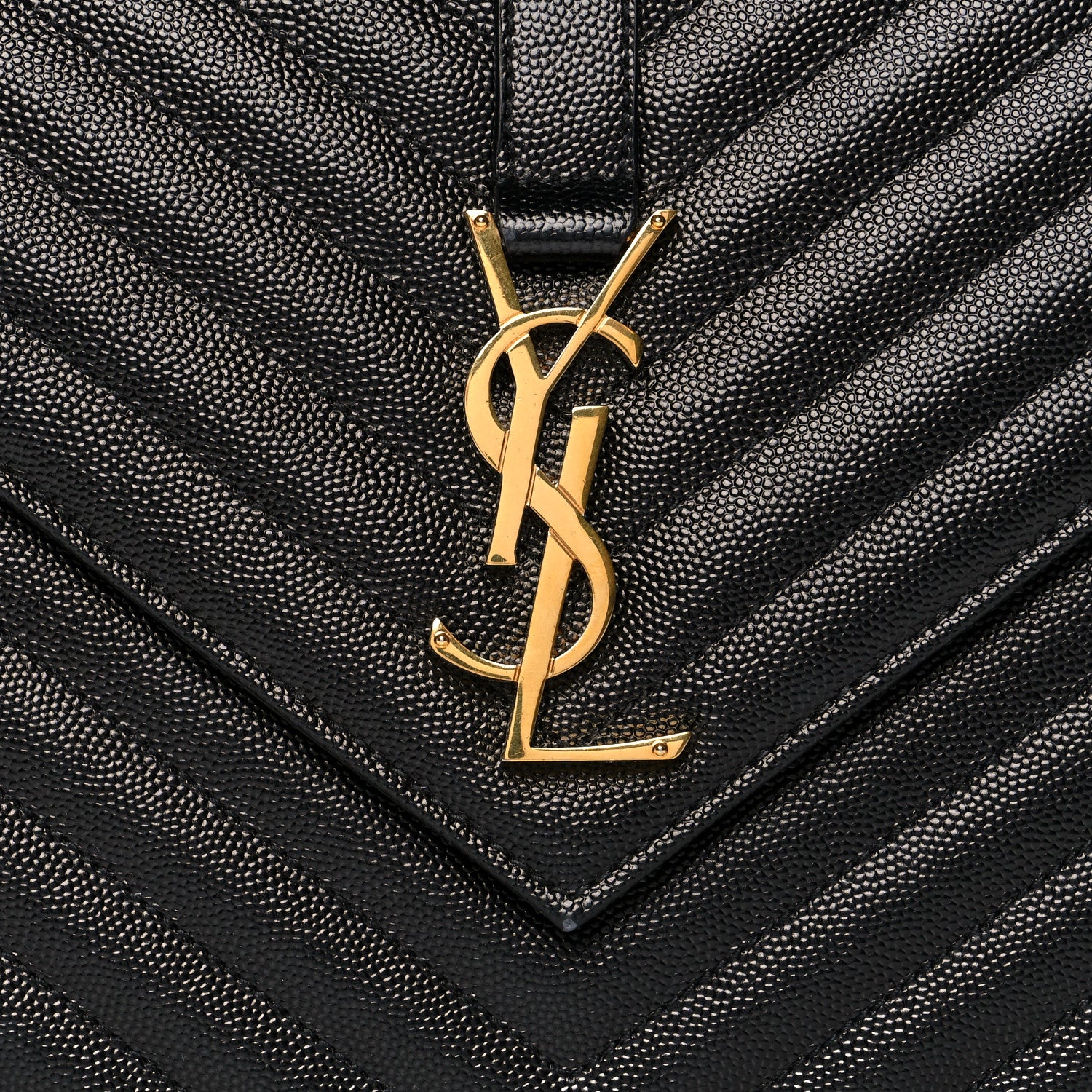 Saint Laurent Grain De Poudre Matelasse Chevron Large Monogram Satchel Black 7 of 9