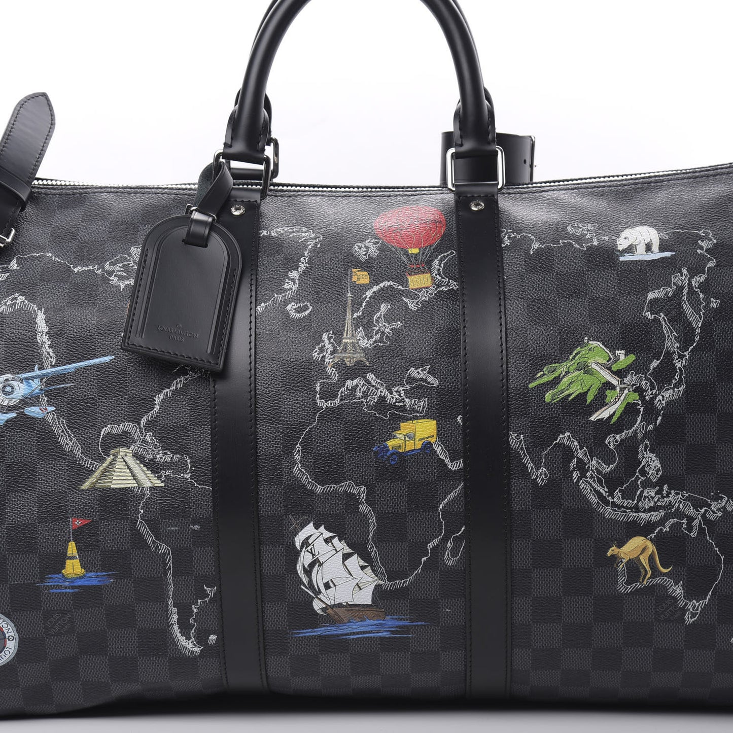 Damier Graphite World Map Keepall Bandouliere 50