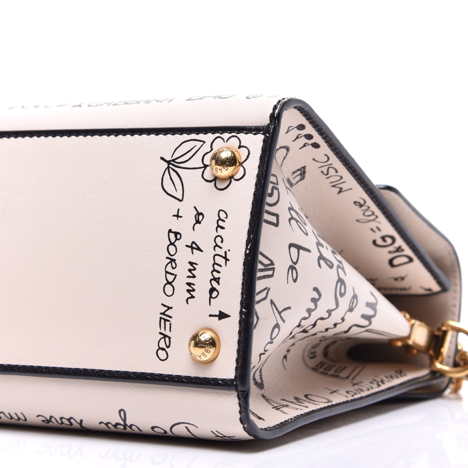 Dolce & Gabbana Calfskin Graffiti Printed Welcome Satchel White Black 9 of 9