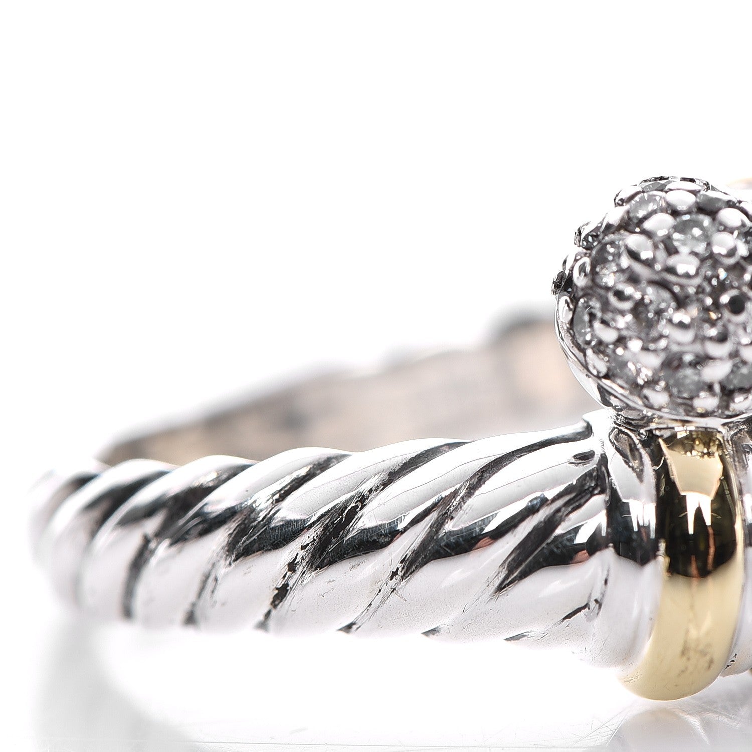David Yurman Sterling Silver 18K Yellow Gold Diamond Cable Ring 54 7 7 of 7
