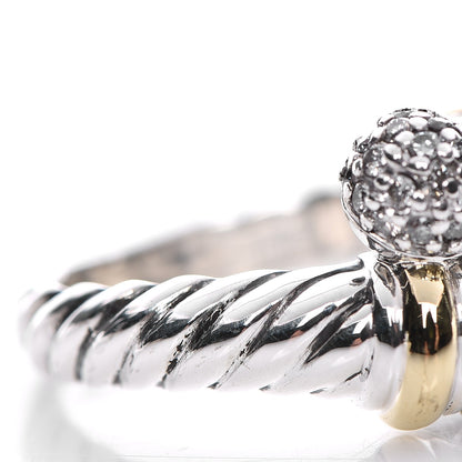 David Yurman Sterling Silver 18K Yellow Gold Diamond Cable Ring 54 7 7 of 7