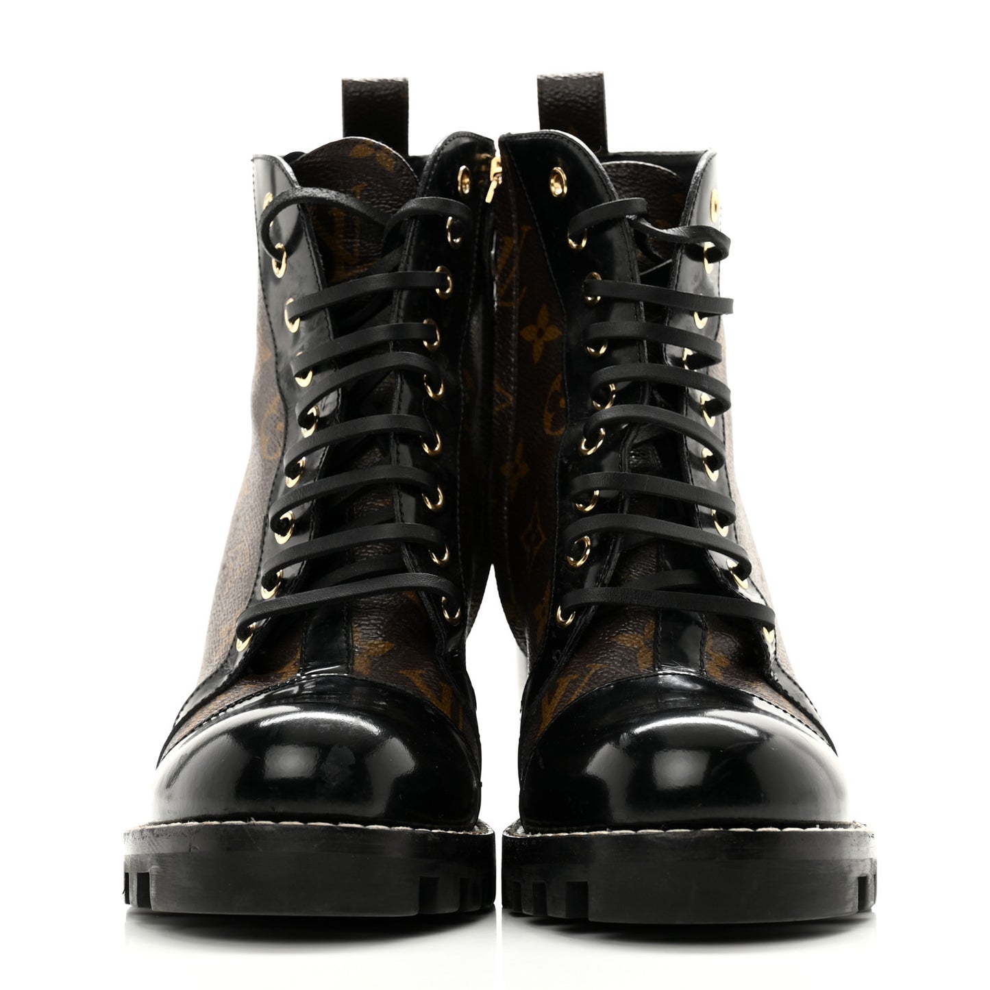 Patent Calfskin Monogram Star Trail Ankle Boots 39 Black