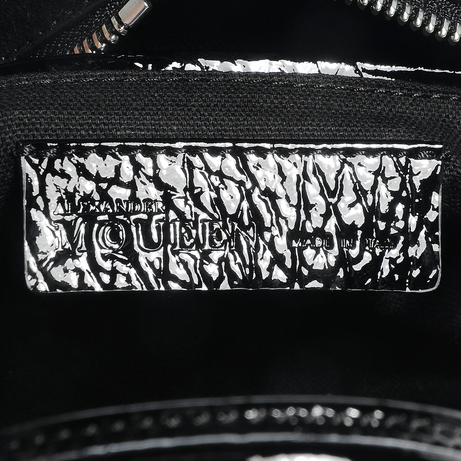 Alexander McQueen Grainy Patent Suede Mini Eyelet Padlock Black 7 of 8