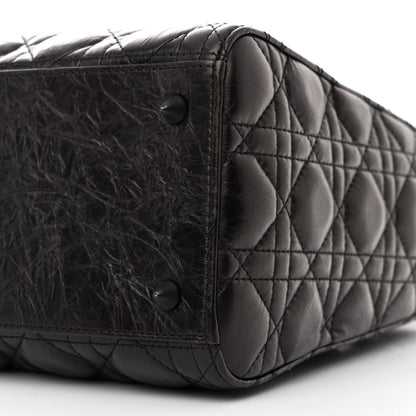 Christian Dior Crinkled Calfskin Cannage Medium Lady Dior Black 10 of 10