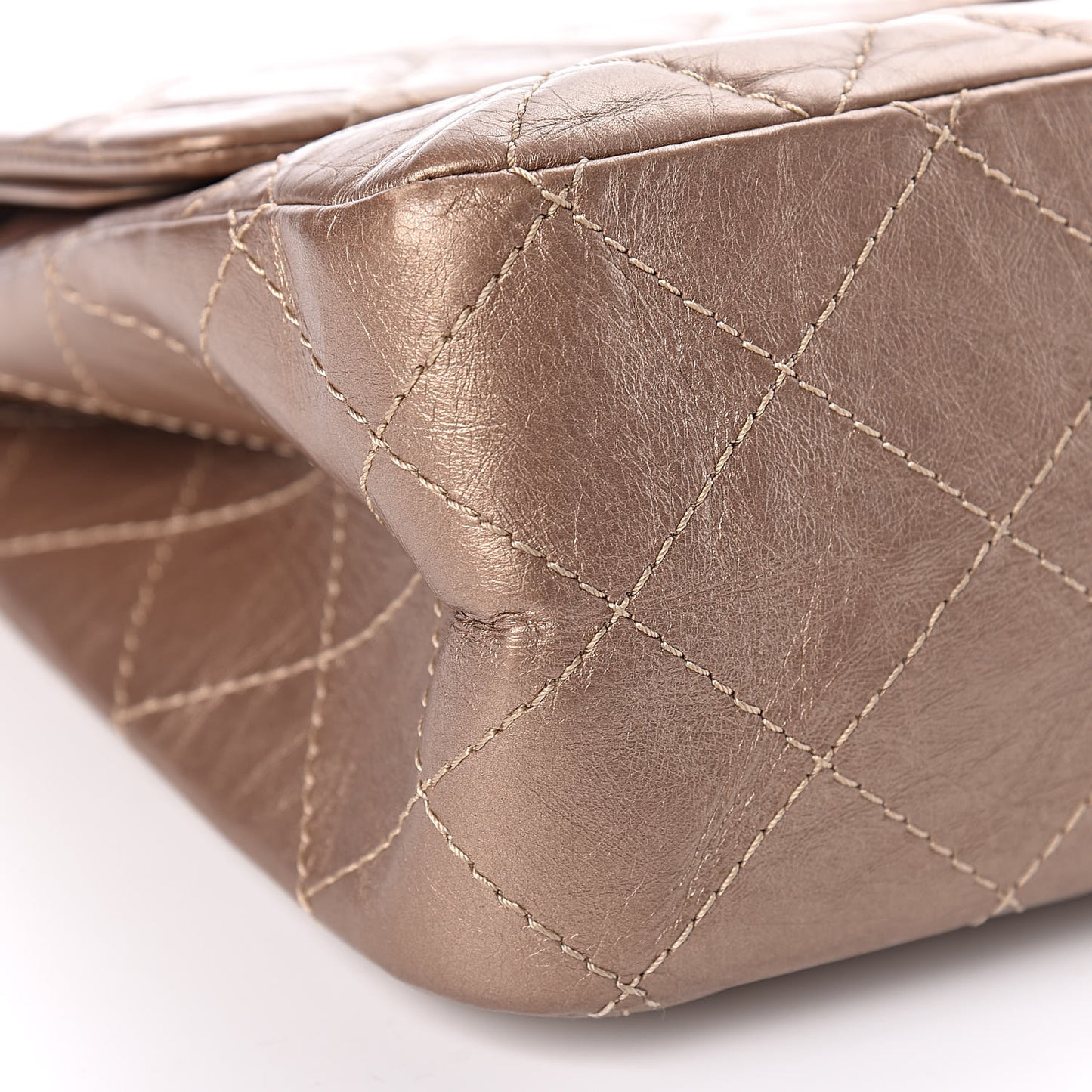 Metallic Aged Calfskin Quilted 2.55 Reissue 227 Flap Dark Gold