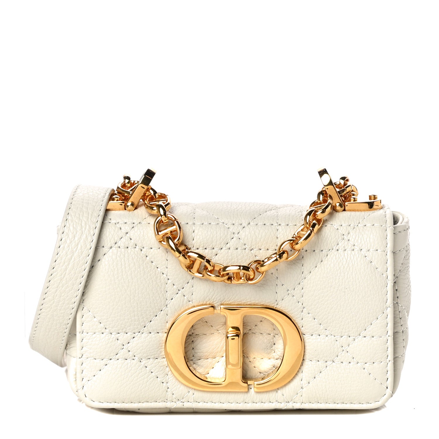 Christian Dior Supple Calfskin Cannage Micro Caro Bag Latte 1 of 10
