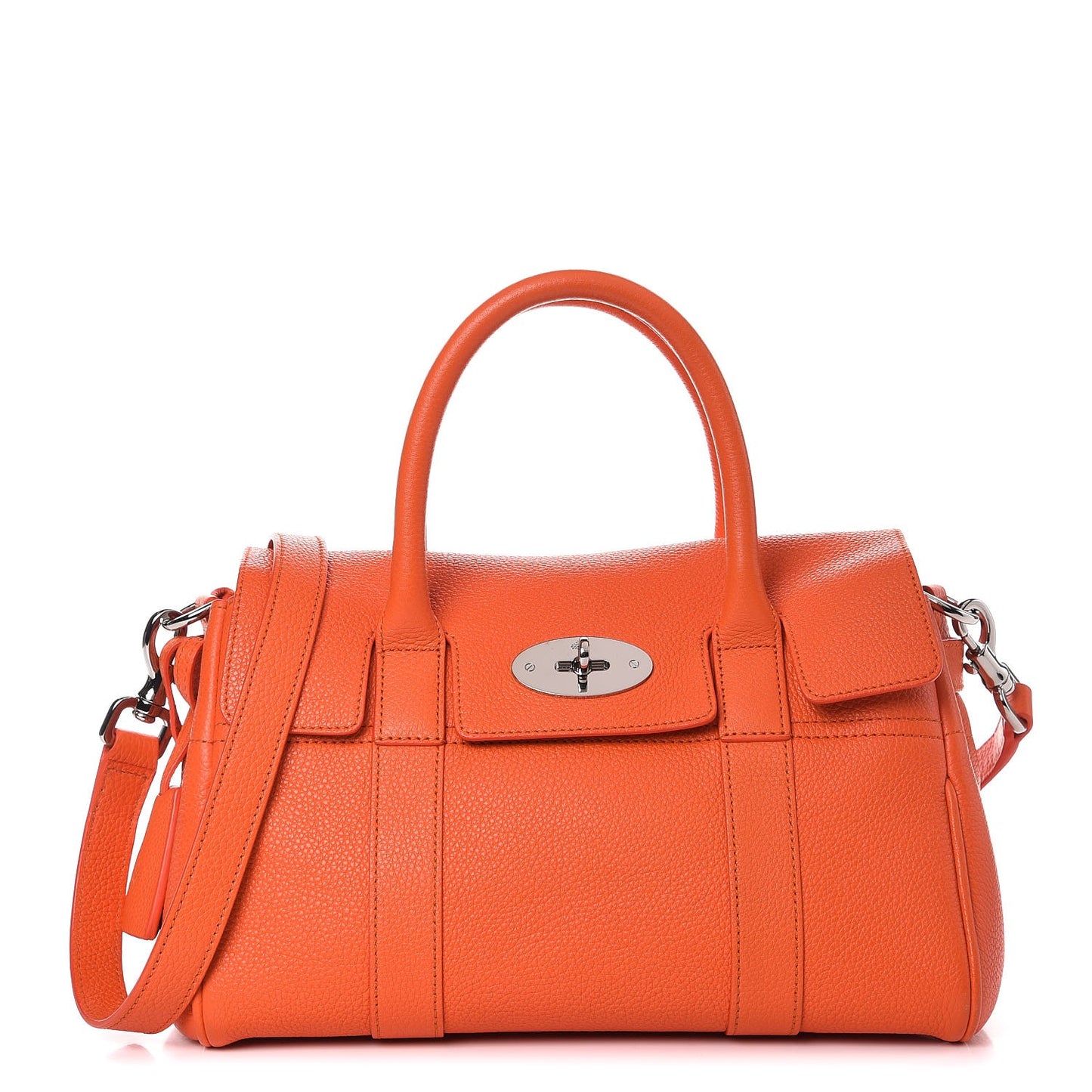 Classic Grain Small Bayswater Satchel Bright Orange