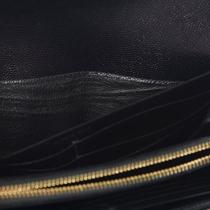 Saint Laurent Grain De Poudre Matelasse Chevron Monogram Flap Wallet Black 11 of 12