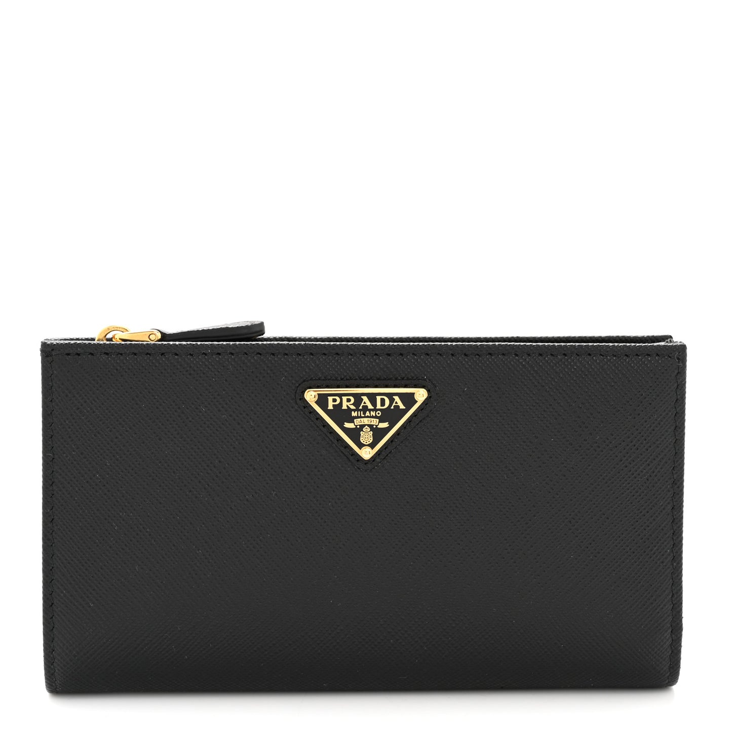 Saffiano Triangle Continental Zip Wallet Black