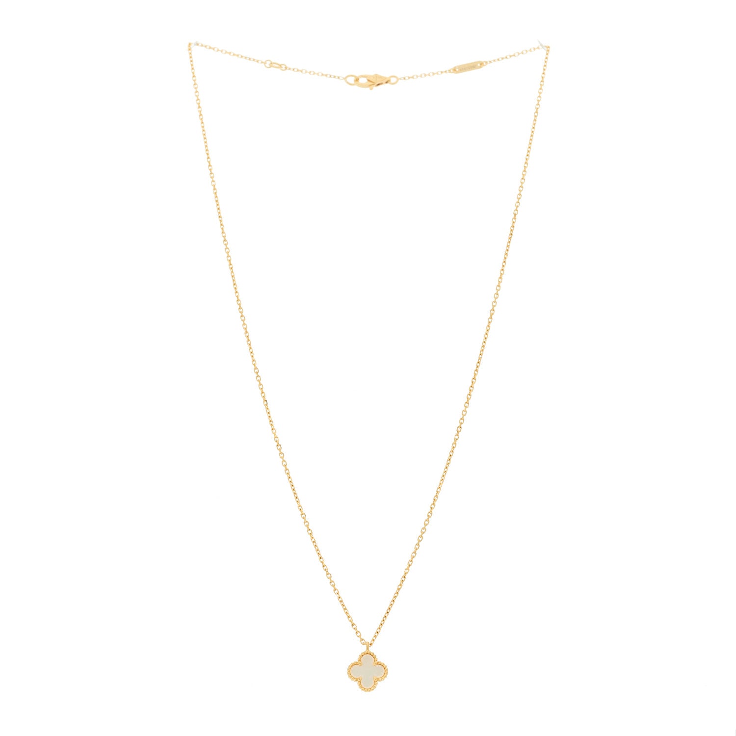 Van Cleef & Arpels 18K Yellow Gold Mother of Pearl Sweet Alhambra Pendant Necklace 3 of 5