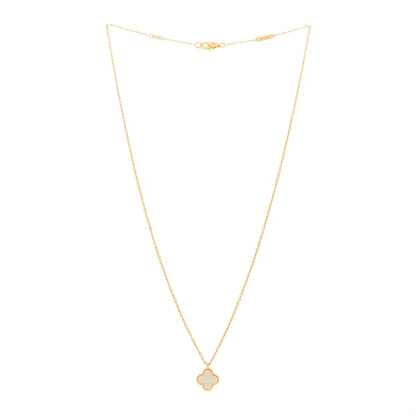 Van Cleef & Arpels 18K Yellow Gold Mother of Pearl Sweet Alhambra Pendant Necklace 3 of 5