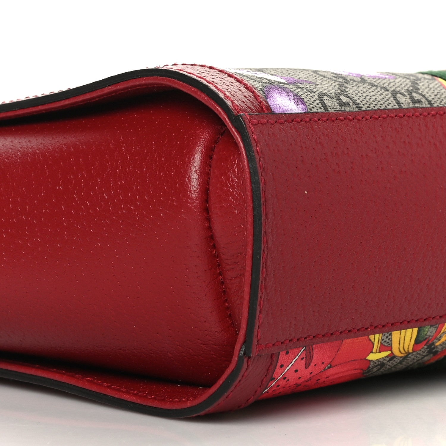 Gucci GG Supreme Monogram Flora Web Small Ophidia Tote Bag Red 9 of 10