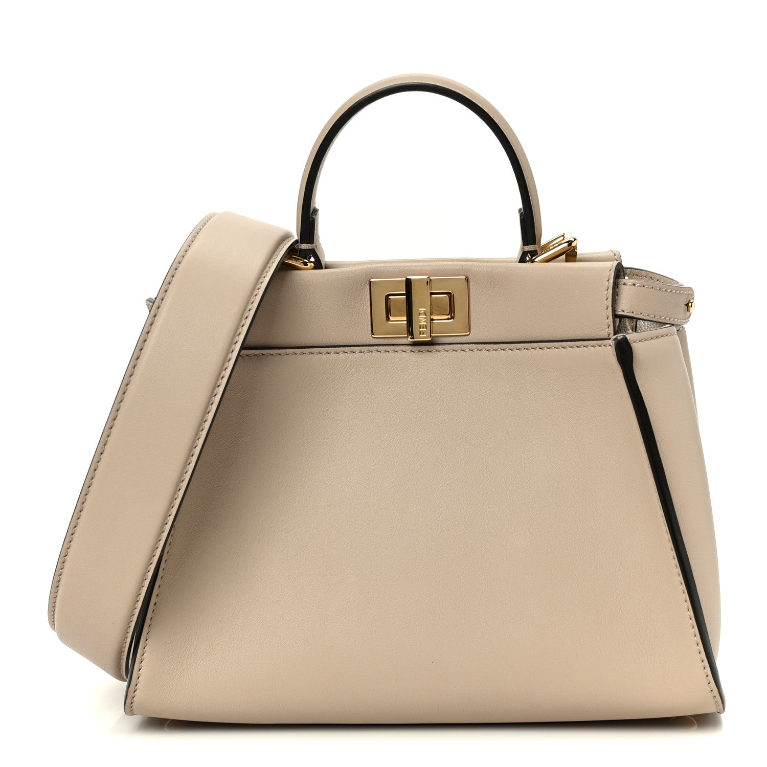 Fendi Vitello Seta Canvas FF Embroidered Mini Peekaboo Iconic Satchel Nuvola 1 of 11