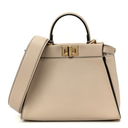 Fendi Vitello Seta Canvas FF Embroidered Mini Peekaboo Iconic Satchel Nuvola 1 of 11