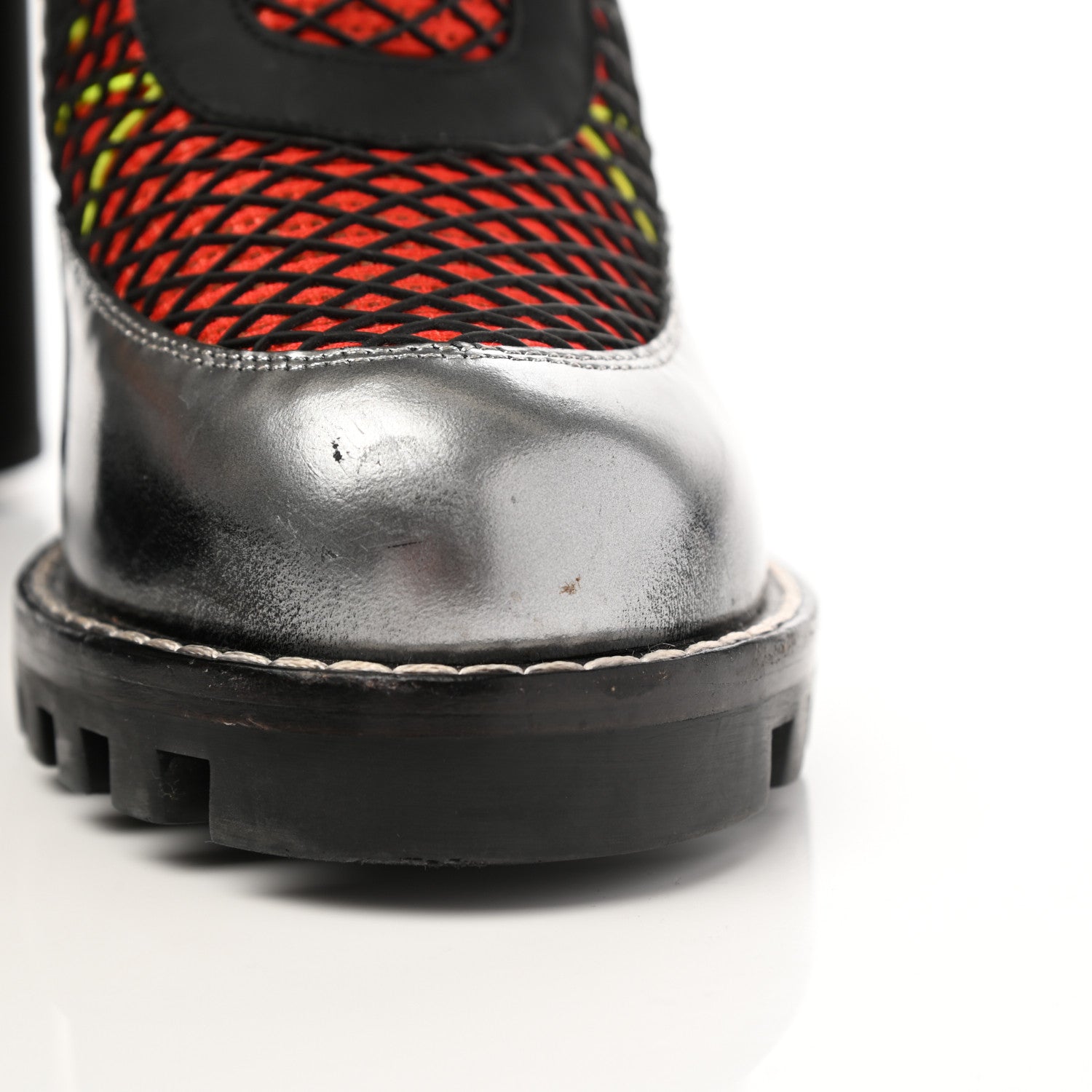 Louis Vuitton Metallic Calfskin Technical Fabric Digital Gate Ankle Boots 41 Black Red 12 of 16