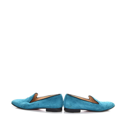 Christian Louboutin Veau Velours Henriette Flat Loafers 37.5 Peacock 6 of 9