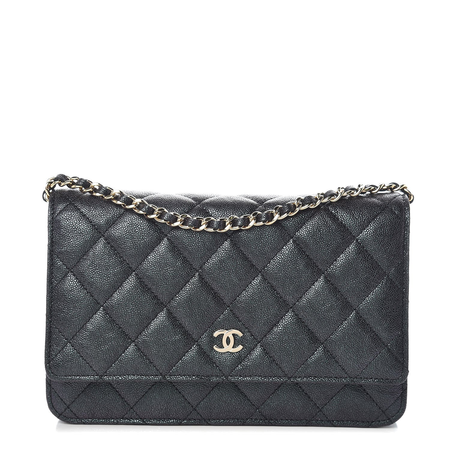 Chanel Iridescent Caviar Quilted Wallet On Chain WOC Black 1 of 11