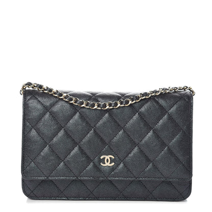 Chanel Iridescent Caviar Quilted Wallet On Chain WOC Black 1 of 11