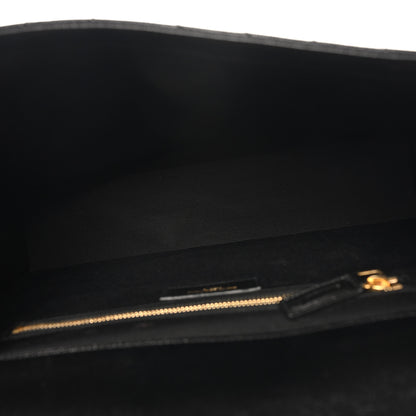 Saint Laurent Grain De Poudre Matelasse Chevron Large Monogram Satchel Black 5 of 9