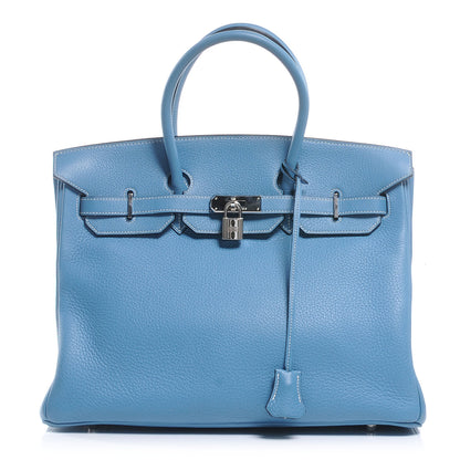Hermes Taurillon Clemence Birkin 35 Blue Jean 1 of 11