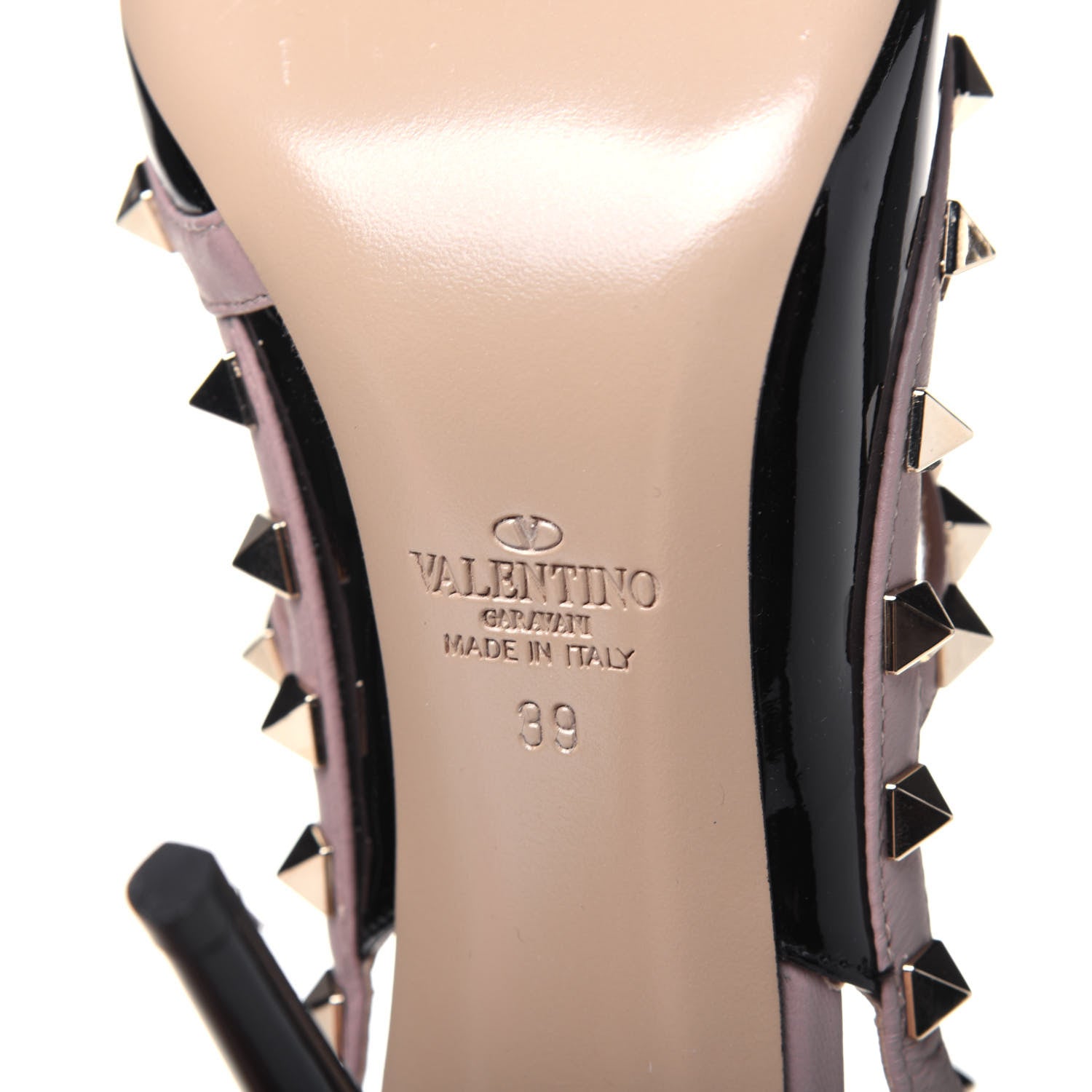 Valentino Garavani Patent Nappa Rockstud Ankle Strap 100mm Pumps 39 Black Poudre 6 of 9