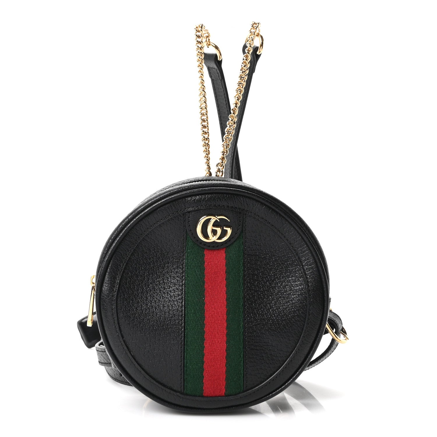 Gucci Grained Calfskin Web Mini Ophidia Round Backpack  Black 1 of 10