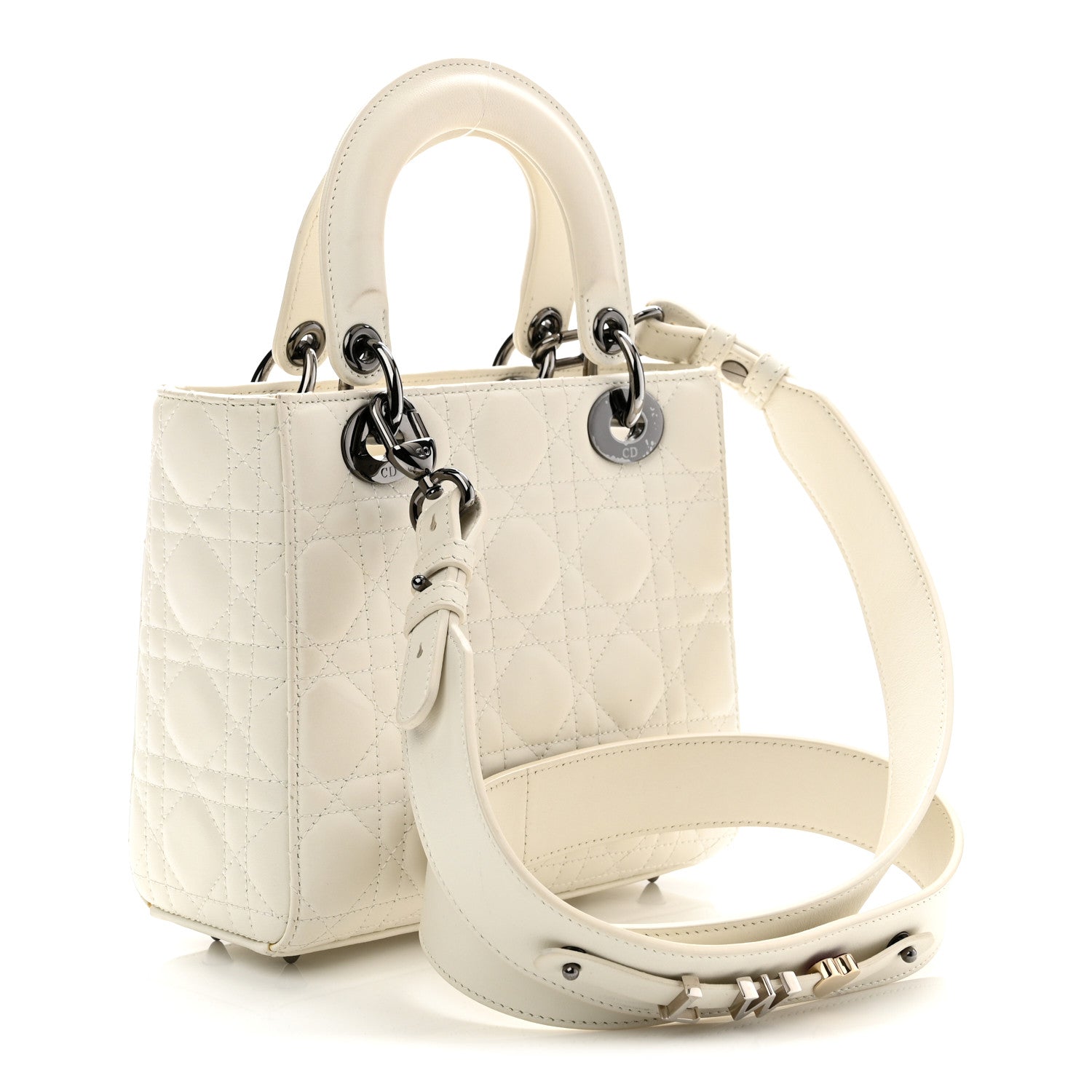 Christian Dior Lambskin Cannage Small My ABCDior Lady Dior White 3 of 11