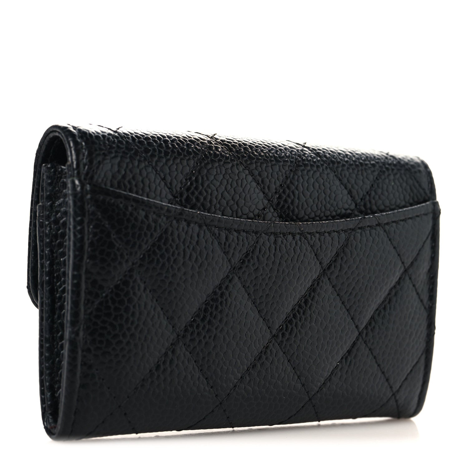 Chanel Caviar Quilted Flap Card Holder Wallet Black 3 of 9
