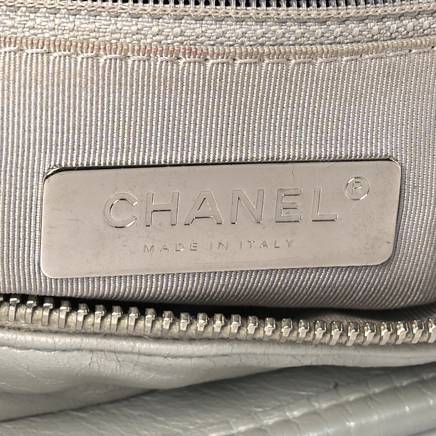Metallic Aged Calfskin Quilted Small Gabrielle Hobo Silver