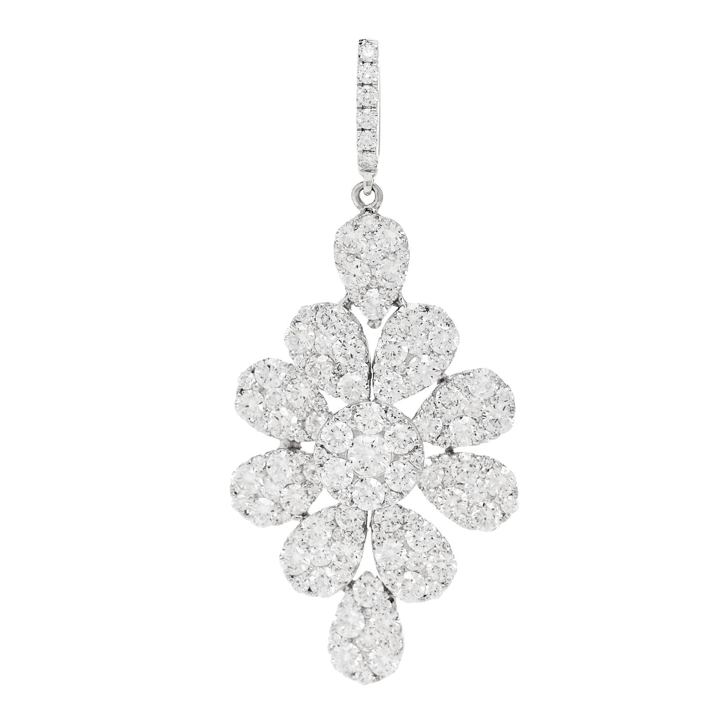 18K White Gold Diamond 1.76ctw Drop Pendant