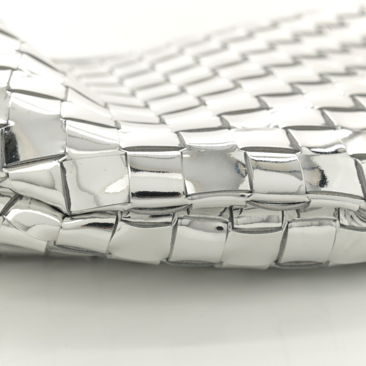 Mirror Laminated Nappa Intrecciato Sardine Bag Silver