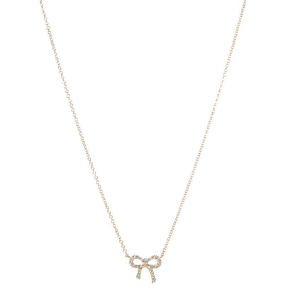 Tiffany 18K Rose Gold Diamond Mini Bow Pendant Necklace 1 of 6