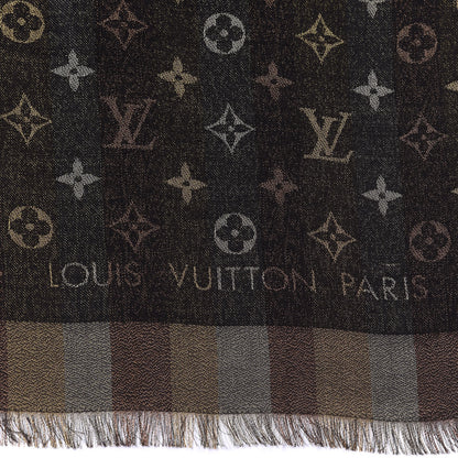 Louis Vuitton Silk Lurex Wool So Shine Monogram Shawl Black 3 of 3