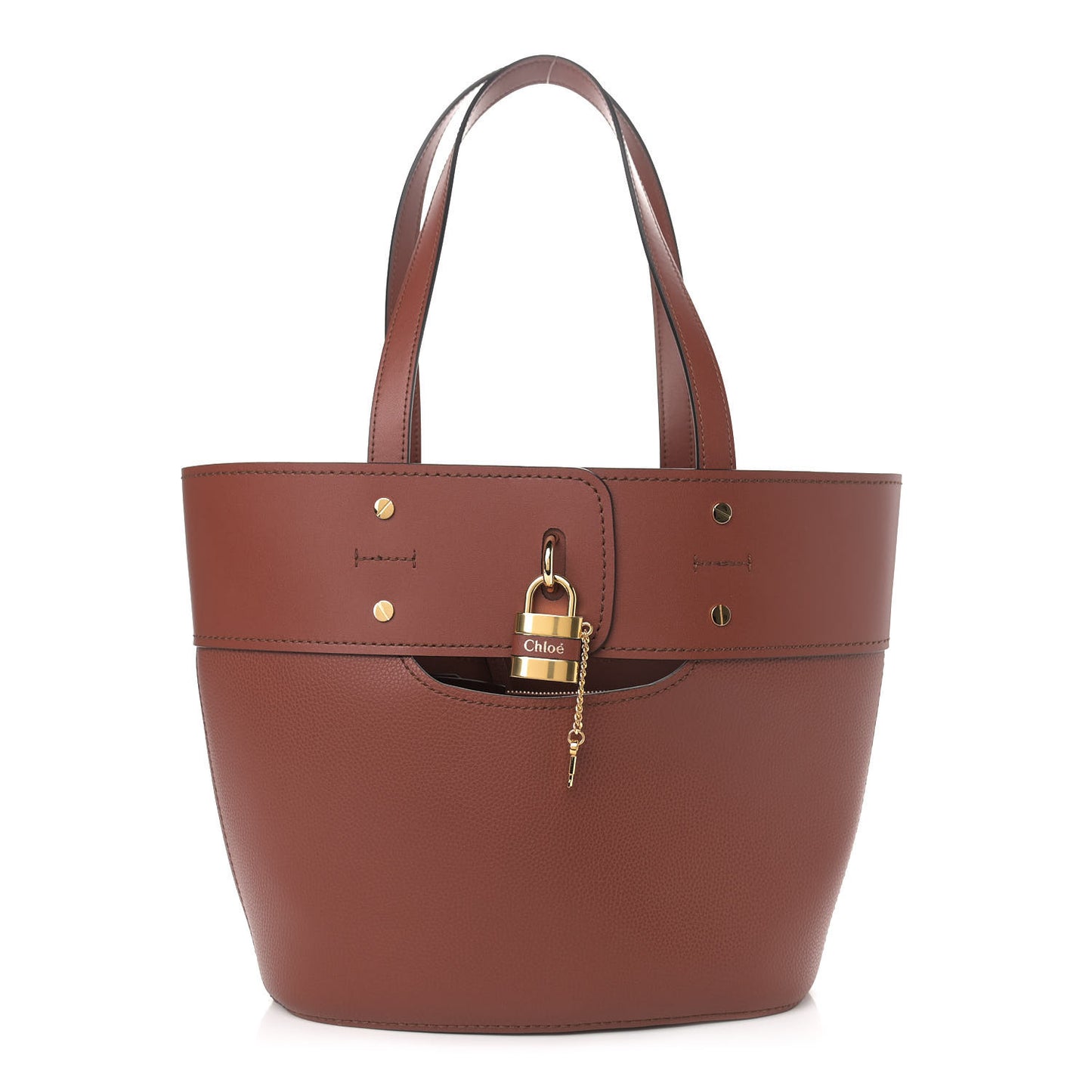 Smooth Grained Calfskin Medium Aby Tote Sepia Brown