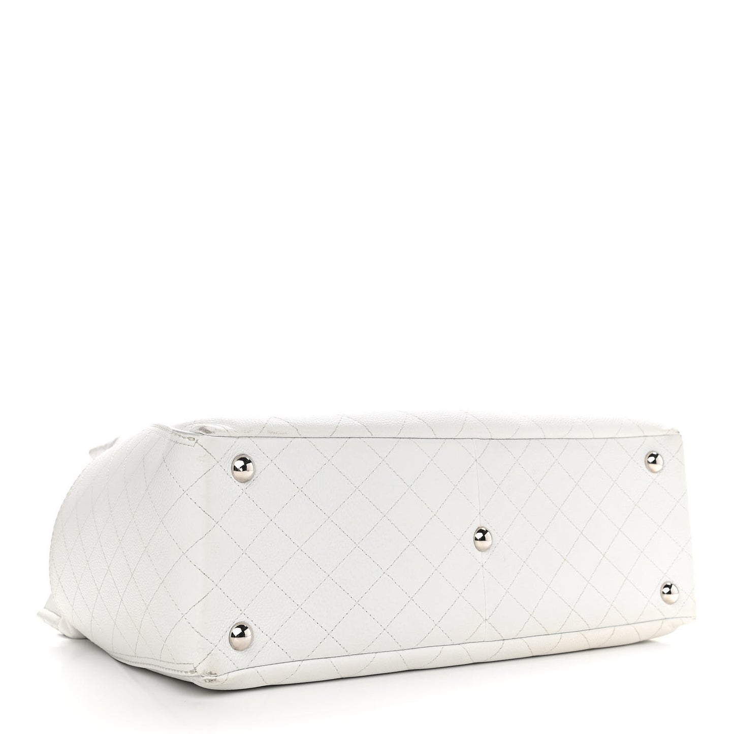 Grained Calfskin CC Pocket Tote White