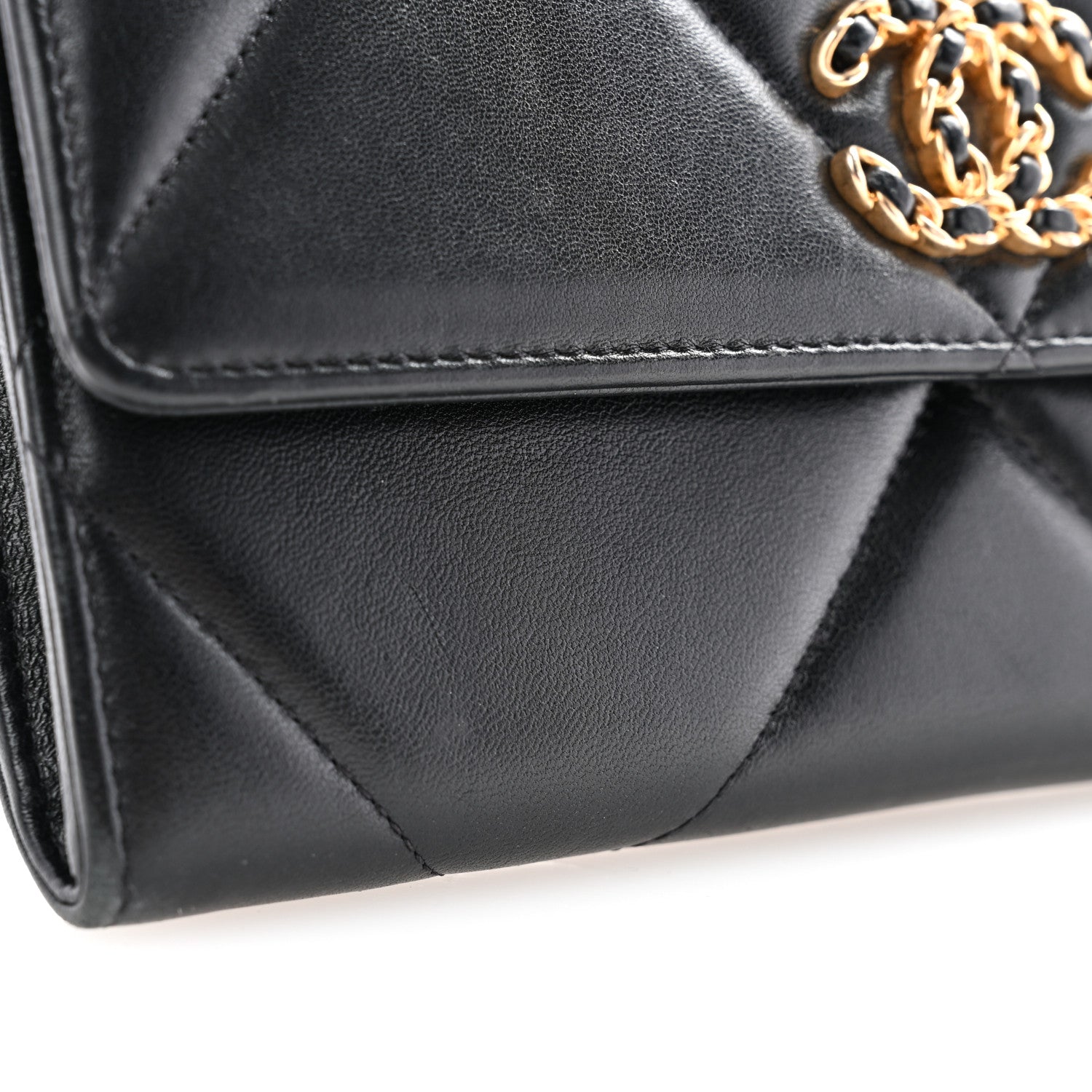 Chanel Lambskin Quilted Chanel 19 Flap Wallet Black 10 of 13