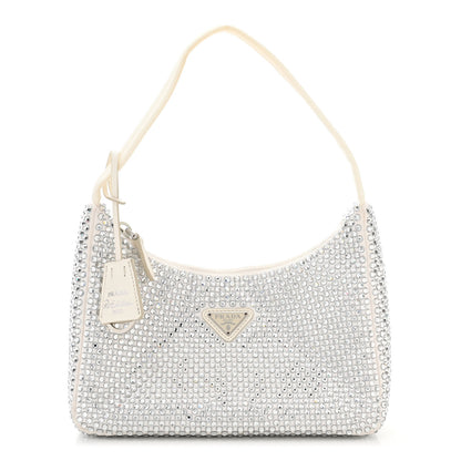 Prada Satin Crystal Mini Re-Edition 2000 Bag White 1 of 11
