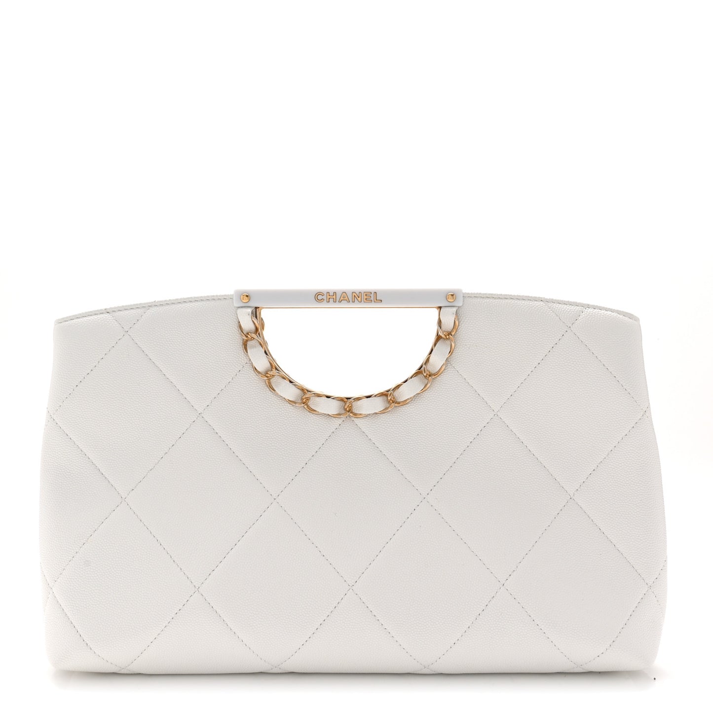 Caviar Quilted A Real Catch Clutch White