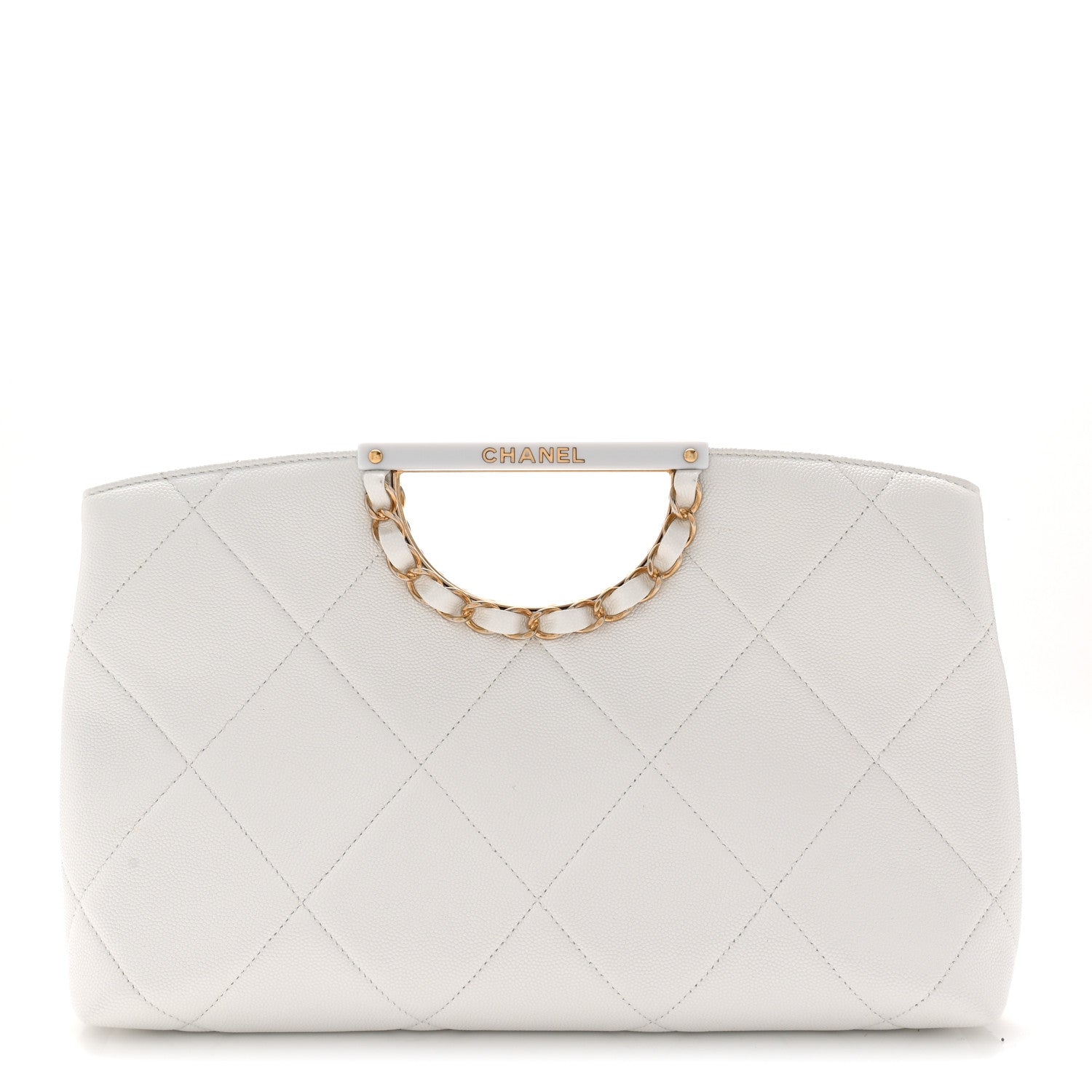 Chanel Caviar Quilted A Real Catch Clutch White 1 of 11