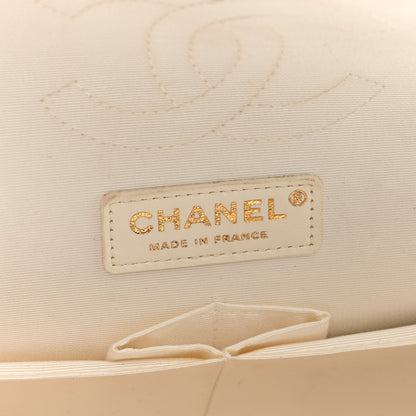 Chanel Denim Floral Printed Medium Double Flap Beige 6 of 10